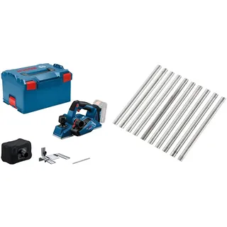 Bosch Professional 18V System Akku Hobel GHO 18V-26 (bürstenloser Motor, inkl. Staubbeutel, Parallelanschlag, 1x Wood Razor Wendemesser, ohne Akku/Ladegerät) + Hobelmesser für Handhobel (10 Stück)