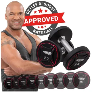 Miweba Sports Kurzhantel-Set RH100, Stahl-Hantelset, 2,5-25 kg, PEV-Ummantelung, bodenschonend (2x 2,5 Kg)