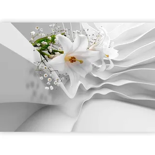 Fototapete murando Blumen Lilien 400x280 cm Vlies Tapeten Wandtapete XXL Moderne Wanddeko Design Wand Dekoration Wohnzimmer Schlafzimmer Büro Flur Blume Abstrakt weiß 3D Optisch Illusion b-C-0144-a-a