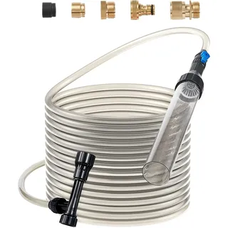 Vevor Aquarium-Staubsauger, 9 m PVC-Schlauch, Kiessauger für Aquarien, Siphon-Aquarienreiniger, 3 Arten von Messingadaptern, zum Reinigen von Kies und Sand im Aquarium