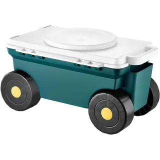 Vevor Fahrbarer Gartensitz 520 x 310 x 280 mm, Sitzwagen, 2-in-1-Gartenwagen, Rollsitz, Tragkraft bis zu 123 kg, Gartenhelfer, Gartenhocker mit Stauraum zum Jäten & Pflanzen im Garten