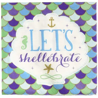 Amscan Mermaid Wishes Luncheon Napkins 33cm 16 pk)