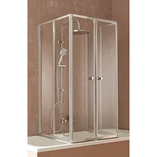 WELLTIME Badewannenaufsatz WELLTIME "Summer", grau (chromfarben), B:104cm H:140cm, Duschwände, Badewannenfaltwand, Glaswand bestehend aus 6 Elementen