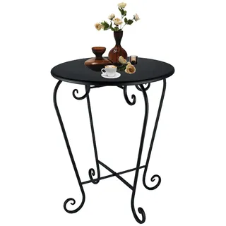 Beistelltisch Outdoor Balkontisch,Metall Gartentisch Kaffeetisch Klein Balkontisch Witterungs beständiger Anti-Rost-Außen-Beistell Tisch,Outdoor-Beistell Tisch für Garten,Veranda,Balkon,Hof,Schwarz