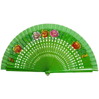 QUEENYARD Handbemalter Fächer, klassischer Faltfächer, spanischer Holzfächer, Cheongsam, passender Fächer, chinesischer alter Faltfächer