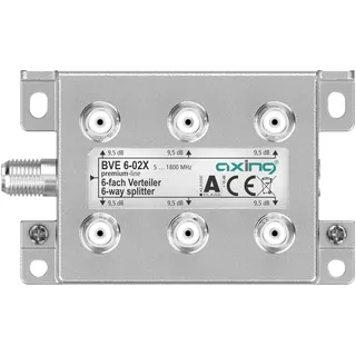 axing/skt Axing BVE 6-02X 6-fach Verteiler, 9,5 dB, 5-1800 MHz, TV Data Internet Kabelfernsehen