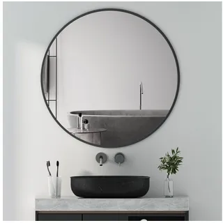 Boromal Wandspiegel Rund 60cm 80cm 100cm 40cm Schwarz Spiegel Gold Badezimmer Groß (Runder Badezimmer Spiegel), Badezimmerspiegel Metallrahmen Badspiegel 5mm Glas schwarz Ø 80 cm
