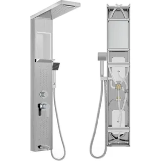 NAIZY Duschpaneele 4 In 1 Duschsystem Dusche Regendusche Set 304 Edelstahl mit Handbrause Massagedusche Wasserfalldusche für Badezimmer