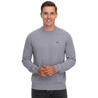 Lacoste Herren Strick-Pullover Baumwoll-Pullover mit Logo-Stickerei Langarm-Shirt AH0128 00 CCA Grau - XS