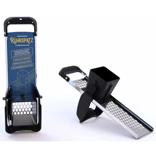 Rührspatz® patentiert im Allgäu: Edelstahl Spätzlehobel mit Rührfunktion, extra großer Teigbehälter, 4x schneller Spätzle kochen! Keine verschmutzte Herdplatte Dank Stoppfunktion [Topf Ø bis 32 cm]