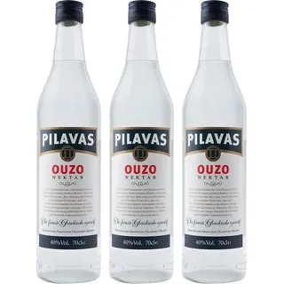 Ouzo Pilavas Nektar 3x 0,7l 40% Vol. | Aus Griechenland | Qualitativ Hochwertig | + 20ml Jassas Olivenöl