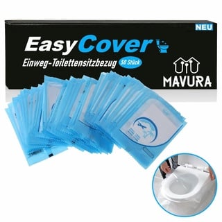 MAVURA WC-Deckelbezug EasyCover Einweg Toiletten Auflagen Toilettensitzabdeckung WC, Reise Abdeckung Toilettensitzbezüge Toilettensitzauflagen, Toilettenbezüge Toilettensitz Hygieneauflagen 50er Set