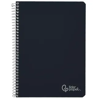 Liderpapel Notizbuch mit Spiralbindung, A4, Hardcover, 80 h, 90 g, zwei linierte Linien, 2,5 mm, mit schwarzem Rand