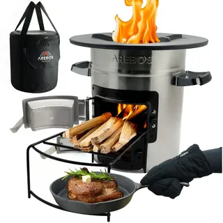 Arebos Raketenofen inkl. Grillpfanne Dutch Oven BBQ