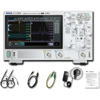 RIGOL Oszilloskop,DHO812 Tragbares Digitales Oscilloscope,100MHz Bandbreite,2 analoge Kanäle,12bit vertikale Auflösung,niedriges Grundrauschen,Unterstützung für mobile Netzteile