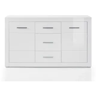 Lomadox Sideboard BALVE-61, Anrichte Wohnzimmerkommode Kommode 164cm breit weiß hochglanz weiß