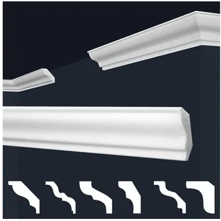 Marbet Design Stuckleisten XPS Styropor weiß - Deckenleisten Deckenabschlussleisten E-Leisten - (Innen- / Außenecke E-4)