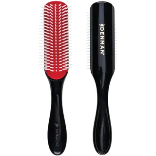 Denman Curly Hair Brush D3 (Schwarz & Rot), 7-reihige Stylingbürste zum Entwirren, Trennen, Formen und Definieren von Locken – für Sie und Ihn