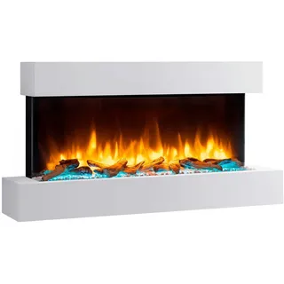 Elektrokamin Balderia Ignis, Weiß, Metall, Holzwerkstoff, 110x57x25 cm, Fernbedienung, Flammeneffekt separat schaltbar, Überhitzungsschutz, Thermostat, Dimmer, Freizeit, Heizen & Kühlen, Elektrokamine