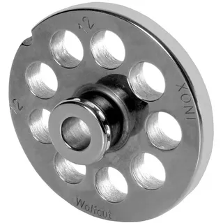 WOLFCUT Fleischwolfscheibe mit Nabe INOX-Stahl Größe 10/12 - 12,0 mm Bohrung kompatibel mit ALEXANDERWERK 10/12 / REWEBO RF 12 / GGG 12/C uvm.