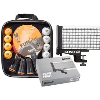 GEWO Tischtennisschläger-Set - Family & Friends & GEWO Tischtennisnetz CS Profi - Professionelles Tischtennis-Netz für die Tischtennisplatte, Tischbreite 152cm