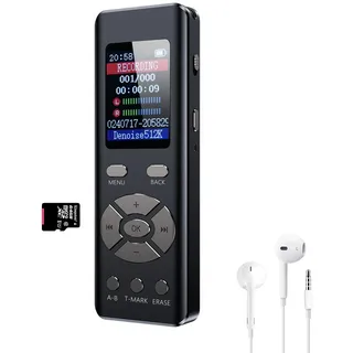 COVVY Digitales Diktiergerät, 64 G, Mini-Diktiergerät mit MP3-Player, tragbarer Sprachaktivierter Rekorder für Meeting-Interviews, Vorlesungen, A-B-Loop-Wiedergabe, 1536 Kbps HD-Aufnahme