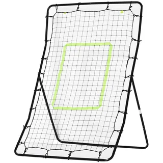 HOMCOM Baseball Rebounder, Tragebar Softball Pitchback-Netz, Rückprallnetz mit Ziel Zone, verstellbarem Winkel Pitching Netz für Basebälle Softbälle, Metall, Schwarz
