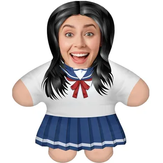 Ferocity Kissen mit eigenem Foto Personalisiertes Lustiges Fotogeschenk mit eigenem Gesicht Bedruckt 45 cm Hoch Body Körper Foto-Kissen zum Geburtstag Valentinstag Motiv Fotokissen Anime Girl [091]