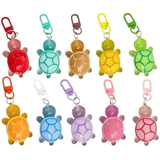 LAKPYN 10 PCS schildkröte schlüsselanhänger Schildkröten-Anhänger, niedlich, leuchtend, Harz, bunt, leuchtet im Dunkeln, Schlüsselanhänger, Rucksack, hängende Charms