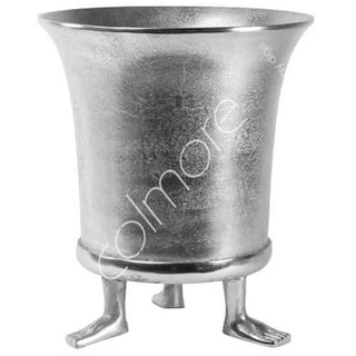 colmore Dekovase Vase Silber Deko Metall auf Fuß Modern Colmore Kübel Rund 33 cm, Auf Fuß silberfarben