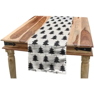 ABAKUHAUS Weihnachten Tischläufer, Fir Tree Silhouette, Esszimmer Küche Rechteckiger Dekorativer Tischläufer, 40 x 225 cm, Koksgraue und Elfenbein