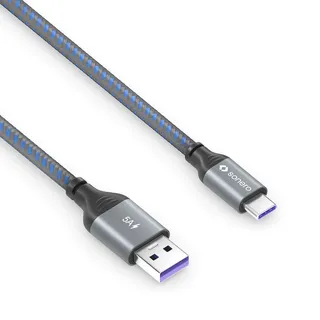 Sonero USB-C auf USB-A Ladekabel - USB 2.0 Super-Fast Charge 5V/5A - grau/blau - 1,00m