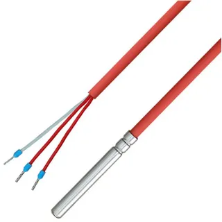 iOVEO 036HS01302 - PT100 3-Leiter Temperaturfühler/Kabelfühler/Solarfühler/Temperatursensor mit Silikon-Leitung bis 200°C, 2 Meter
