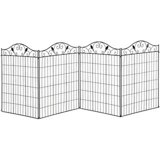 Outsunny Zaun-Set 365 x 112 cm Schwarz/Metall
