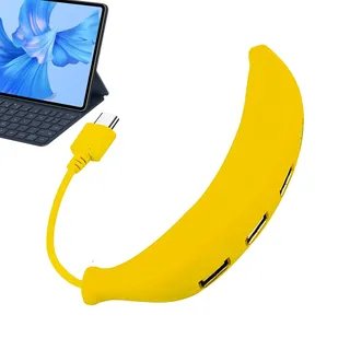Banana Shape Splitter - Expander Typ C Multiple Hub Portable Adapter Ultra Slim | Gleichzeitiger PC an 4 Geräte-Ladegeräte, integrierter Überspannungsschutz für l