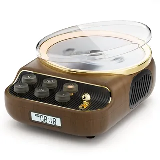 Retro CD Player Tragbar mit Bluetooth 5.3 Lautsprecher HiFi Sound Nachtlicht Staubschutz LED-Bildschirm FM-Radio Unterstützt AUX/TF Karte Kopfhörerbuchse für Geschenk Zuhause 4 in 1-Wooden