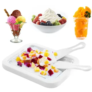 Eiscreme Roller Maker Pan Eisplatte Eis Rolls Eisplatte zum Eis Machen mit 2 Spateln DIY Eis Selber Machen Kinder Ice Cream Rolls Maker für Hausgemachte Gerollte Eiscreme, gefrorener Joghurt, Gelato