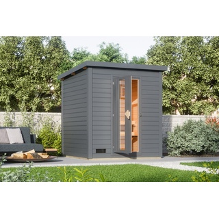 Karibu Saunahaus Hytti 2 terragrau Energiesparende Saunatür Ohne Ofen