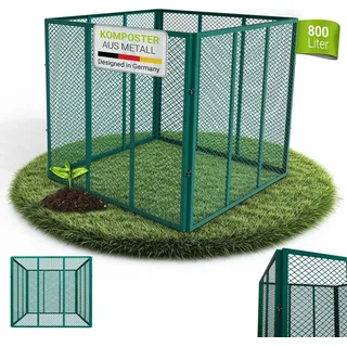 Juskys Komposter 800 L, aus Stahl, witterungsbeständig, mit Belüftung & Dunkelgrün