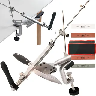 Retoo Messerschärfer Profi 360° Drehung – Präzisions Messerschleifer mit 4 Schleifsteinen, fester Winkel, Magnethalterung, ideal für Küchenmesser, Kochmesser & Damaststahl, für ultrascharfe Klingen
