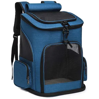 PETCUTE Hundetragetasche Katzenrucksack Haustier Rucksack Atmungsaktiv Wanderrucksack für Kleine Hunde Katzen,Blau