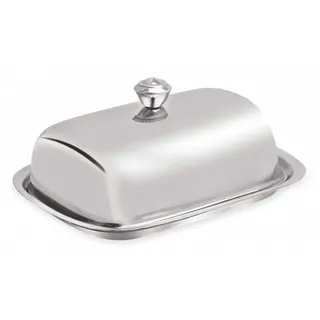 KING HOFF Butterdose aus Edelstahl, Butterglocke für 250 g Butter, Butterbox Silber Stahl, Butterschale, Butter Dish KINGHOFF KH-1209