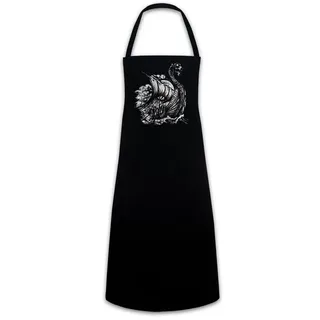 Urban Backwoods Kochschürze Viking Ship VIII Grillschürze Valhalla Odin Thor Norse Vikings Boot schwarz
