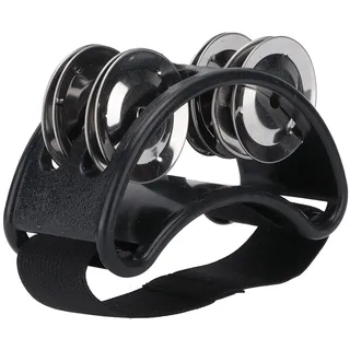 Foot Tambourine, DaKuan Fuß-Shaker Tamburin mit Stahljingles Fußtamburin Schellenkranz Instrument Zubehör Percussion Cajon Foot Tambourine für Gitarren-Trommel-Zubehörinstrument(Schwarz)