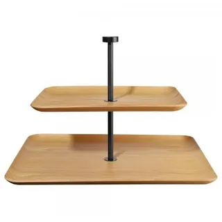 Asa Selection Etagere GRANDE, H 25 cm - Braun - Schwarz - Weidenholz - Eisen - eckig - 2 Etagen