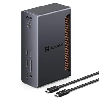 UGREEN Revodok Max Thunderbolt 5 Dock 120Gbps mit 3*TBT5 (Single 8K@60Hz & Dual 6K@60Hz max.), Docking Station 140W Aufladen für Laptop, 2.5Gbps Ethernet, SD 4.0, 3.5mm Aux