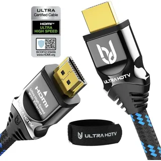 UltraHDTV Ultra High Speed HDMI 2.1 Kabel, 48 Gbps für 8K@60Hz & 4K@120Hz HDMI-Kabel, (150 cm), Premium Zertifikat - DTS: X, HDCP 2.2&2.3, HDR10+, eARC