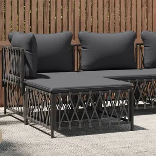 Festnight Gartenhocker Rattan Fußstütze Hocker Balkonmöbel Keiner Balkon Sofa Outdoor mit Anthrazit Kissen Lounge Gartenmöbel Set Loungemöbel Balkon Sofa Rattan