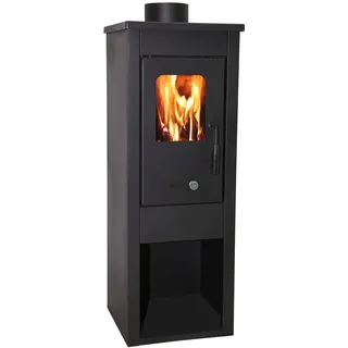 Herd für Holz und Kohle "ERA" aus lackiertem Stahl 7 kW Kamin mit Glaskeramik h 94 cm Produktion Made in Italy 2 Jahre Garantie Heizung Haus (Schwarzer Ofen, 7 kW)