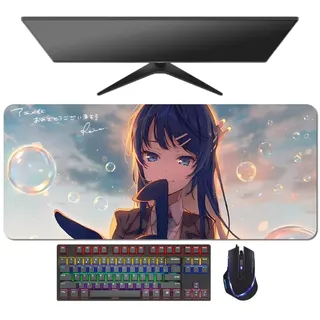 4 mm Verdickung. Anime Rascal Does Not Dream of Bunny Girl Senpai Sakurajima Mai Mauspad, 70 × 30 × 0,4 cm (27,6 × 11,8 × 1,6 Zoll), leicht zu reinigen, waschbar, rutschfeste Textur